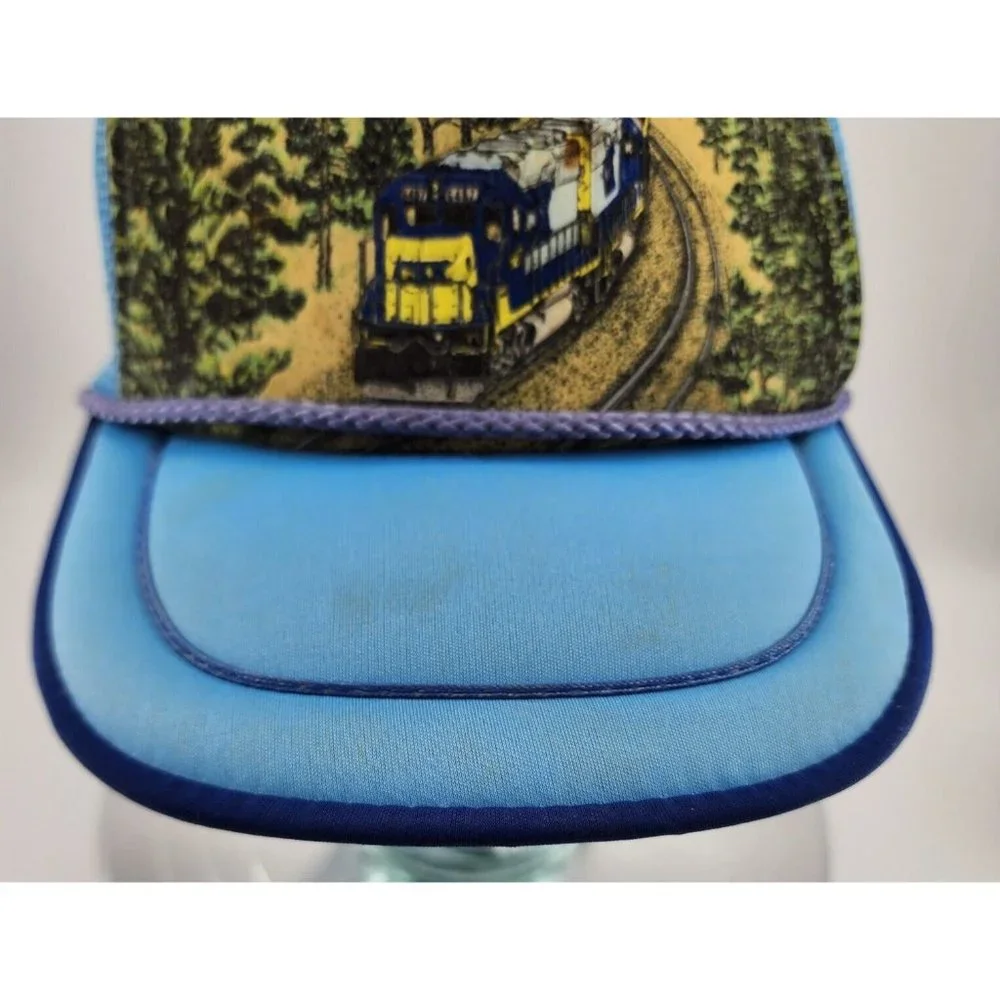 VTG Railroad Train Trucker Hat Foam Rope Adjustable Snapback‎ JJ Made in Taiwan